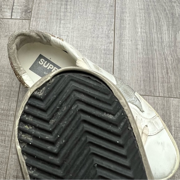 Golden Goose Superstar Sneakers Leather Snake Print Gold Glitter Heel Sz 38 (8) - Picture 14 of 16